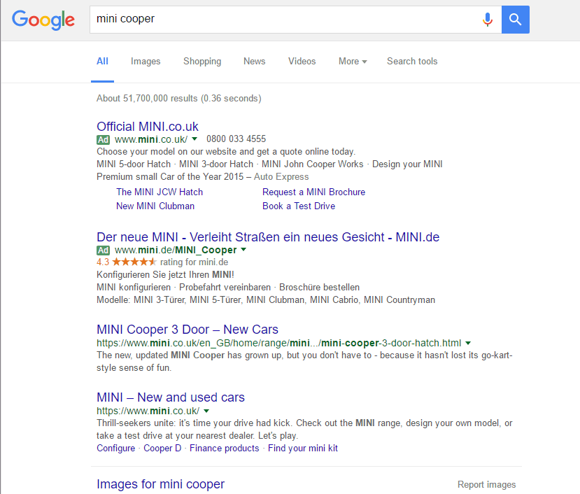 Google SERP less ads, no shopping