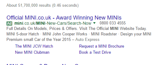 Google SERP small listing
