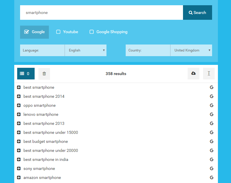 Hypersuggest Keyword research