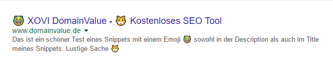 Domainvalue Emoji SERP