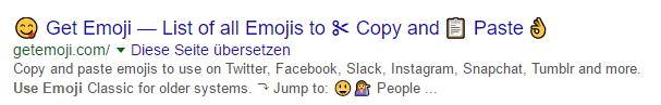 Get emoji Google SERP