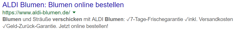 Buena optimización del Snippet de Aldi