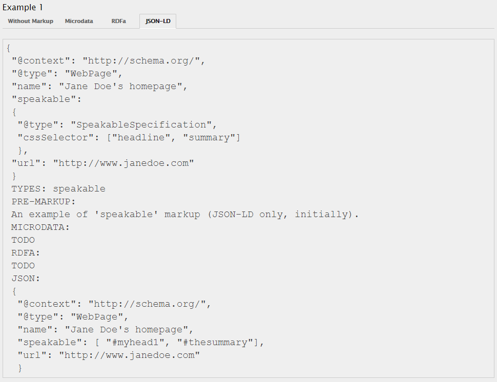 Captura de pantalla JSON-LD para el marcado de Schema.org